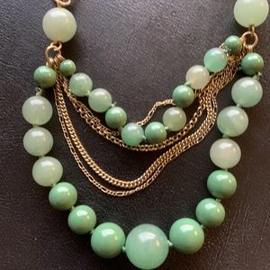 Monet Green Jade Necklace multi strand